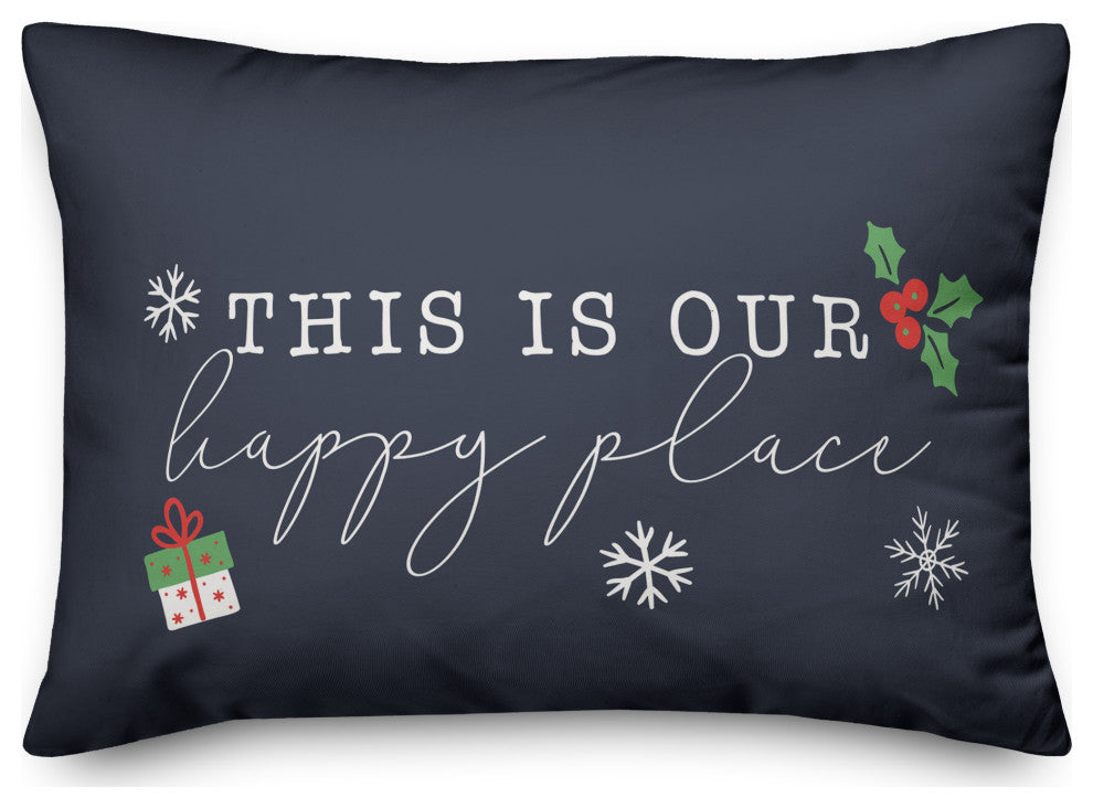 Navy This Is Our Happy Place 20x14 Spun Poly Pillow