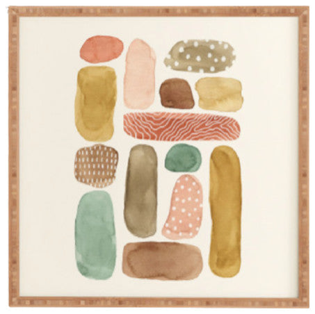 Pauline Stanley Watercolor Beach Pebbles Framed Wall Art