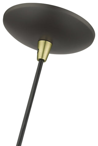Waldorf 1-Light Bronze Pendant, Antique Brass Accents