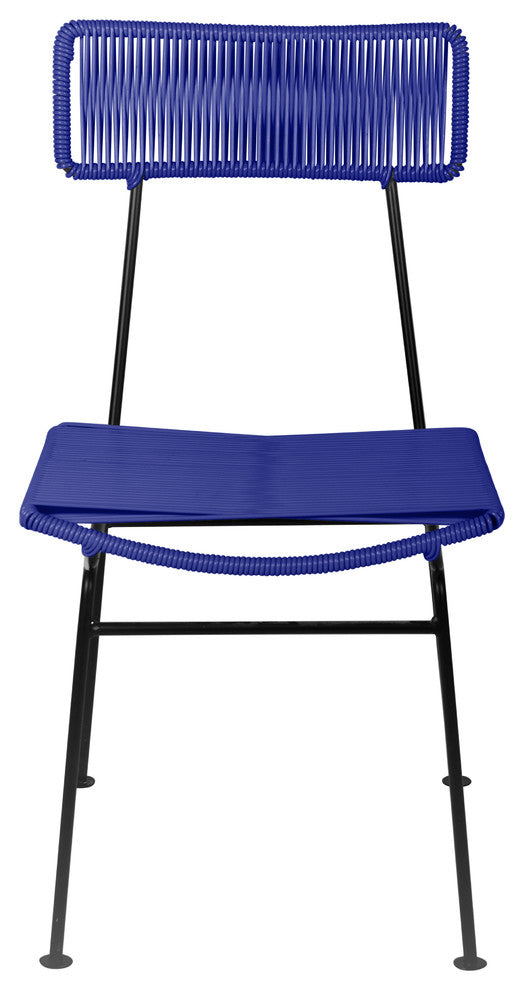 Hapi Indoor/Outdoor Handmade Dining Chair, Deep Blue on Black