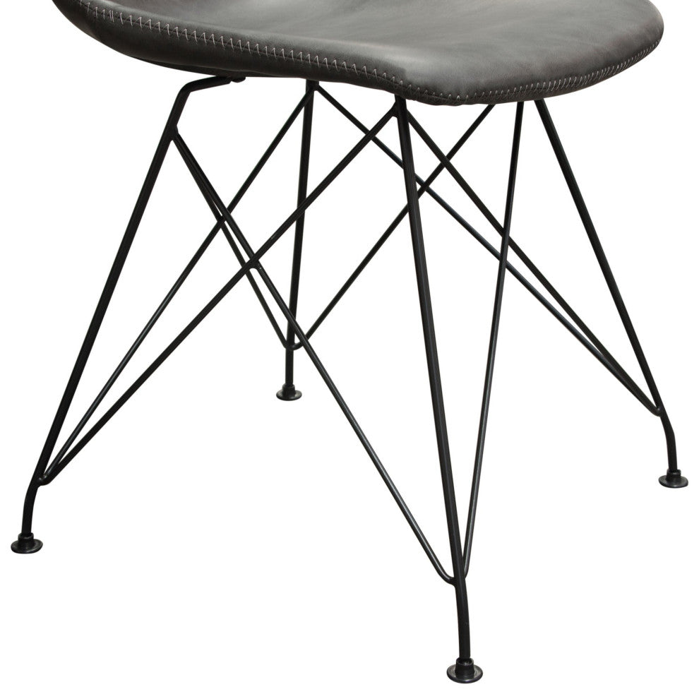 Theo 4 Dining Chairs With Metal Base, Weathered Gray