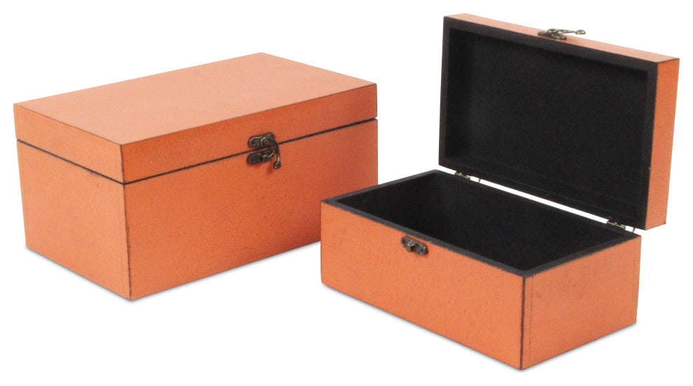Weathered Orange Boxes, Set of 2