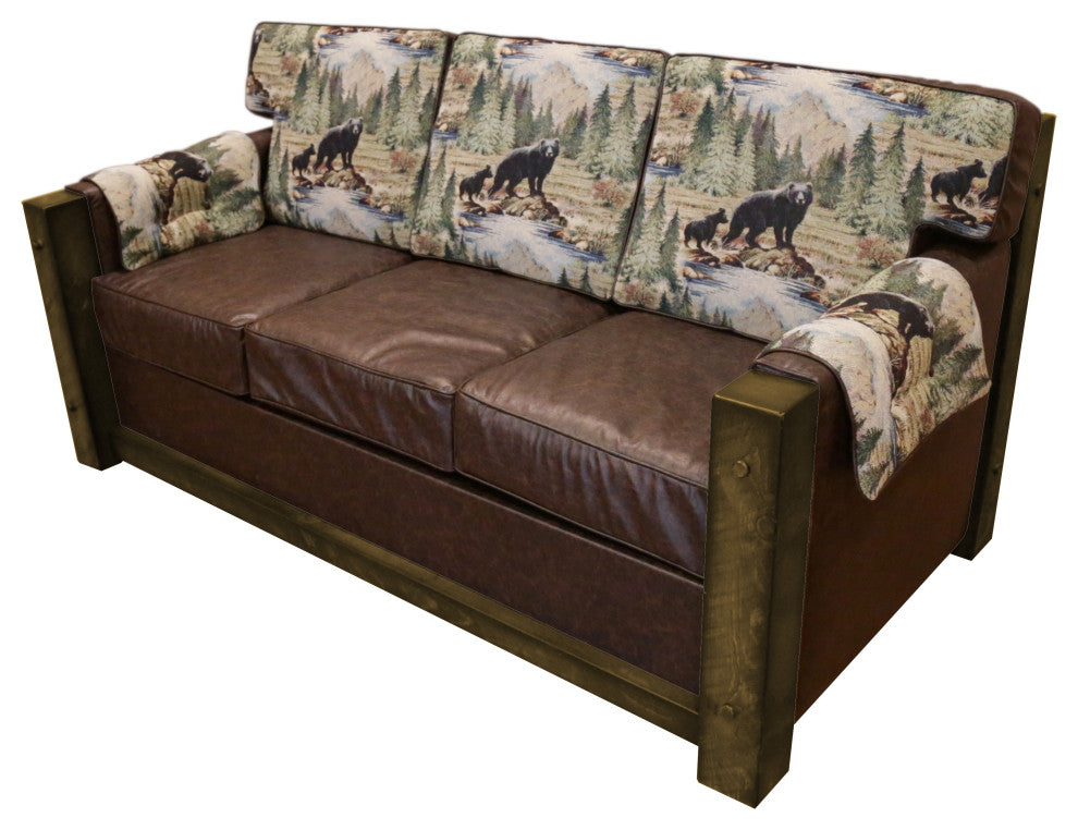 Barnwood Style Timber Peg 3-Drawer Sofa Bed, Driftwood, Bradley Multi and Quarter Espresso