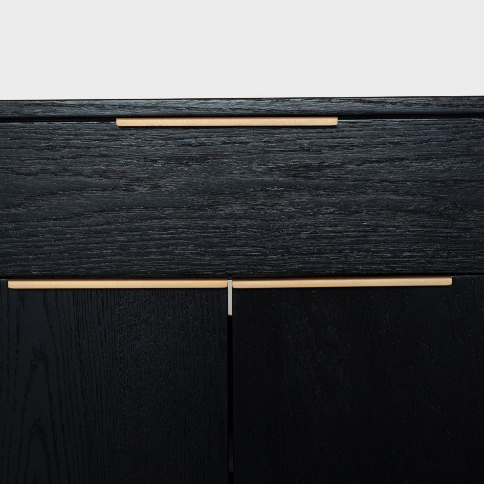 Safavieh Couture Gabrietta Wood Tv Stand, Black/Gold