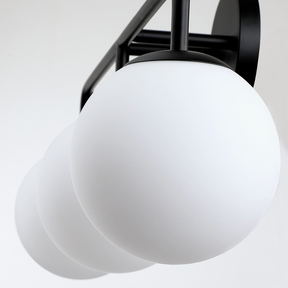 26.3in. W 3-Light Black Vanity Light With Globe Shades