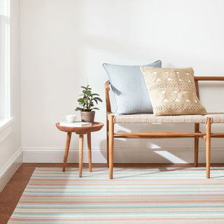 Dash & Albert Daphne Stripe Sky Handwoven Cotton Rug, Multi, Runner-2'6" x 8'