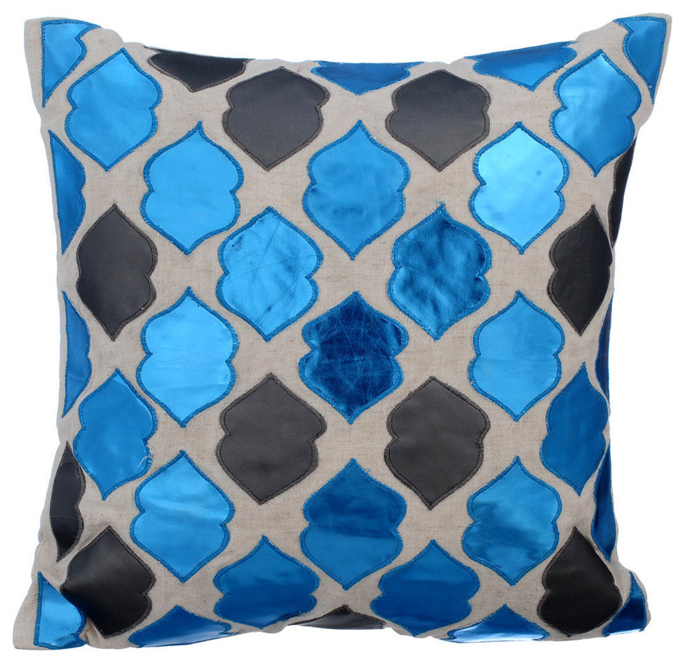 Blue Decorative Euro shams 26"x26" Faux Leather, Dream Magnet