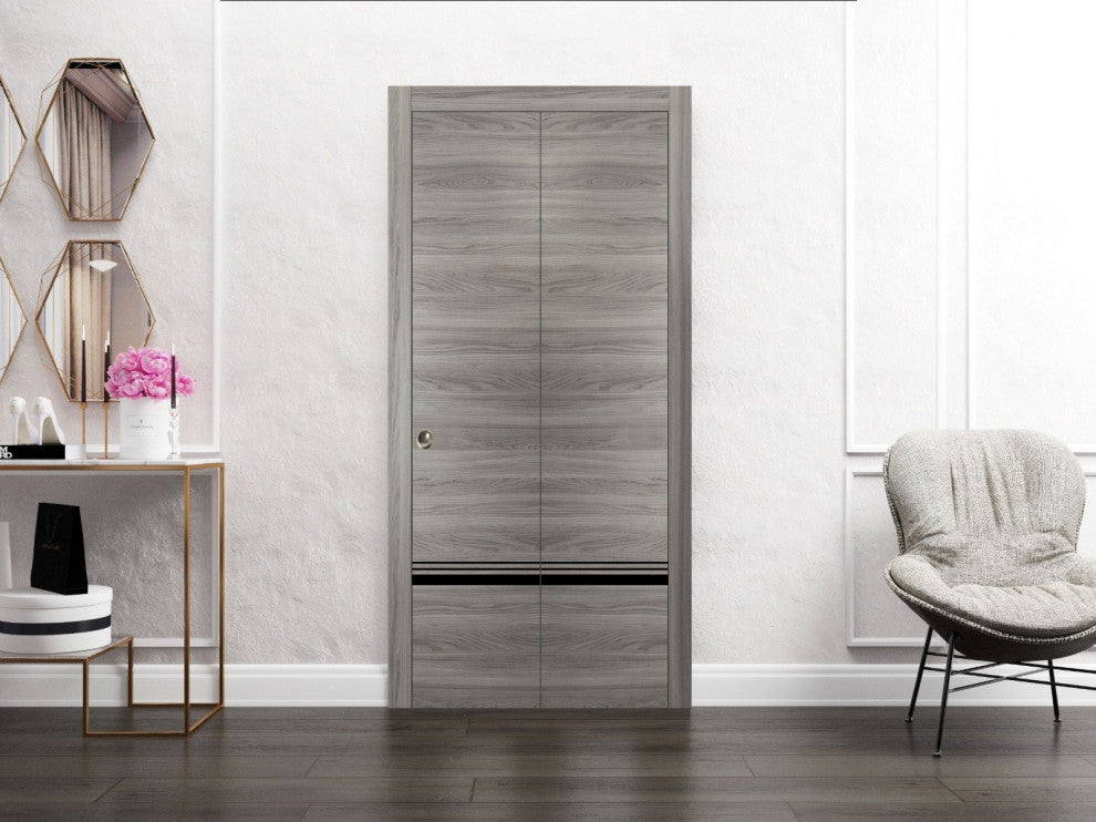 Bi-fold Doors 48 x 84 | Planum 0012 Grey Matte with  | Sturdy Tracks