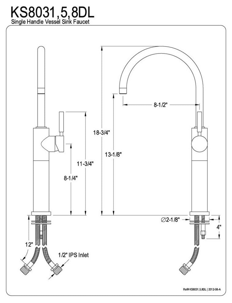 Kingston Brass Concord Satin Nickel Single Handle Vessel Sink Faucet KS8038DL