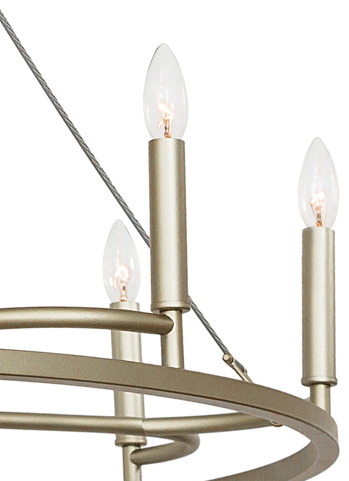 8 Light Wagon Wheel Candle Style Chandelier, Antique Silver