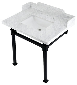 Kingston Brass LMS30MSQ0 30" Carrara Marble Console Sink, Legs