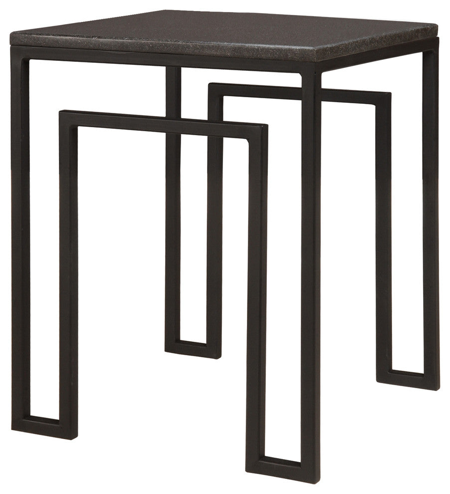 Square Table With Granite, Black