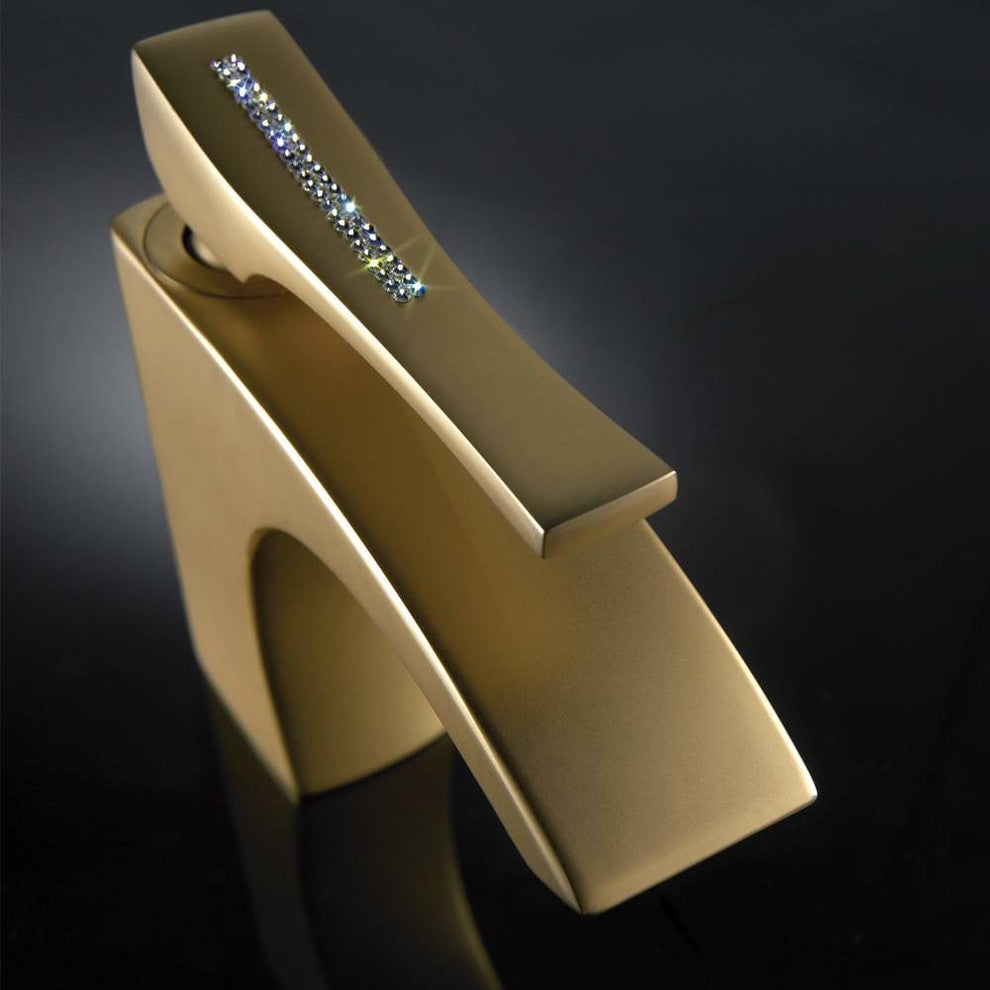 Skip Diamond Luxury Faucet with Swarovski Crystals, Satin Gold