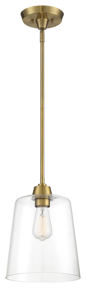 1-Light Pendant, Matte Black, Natural Brass