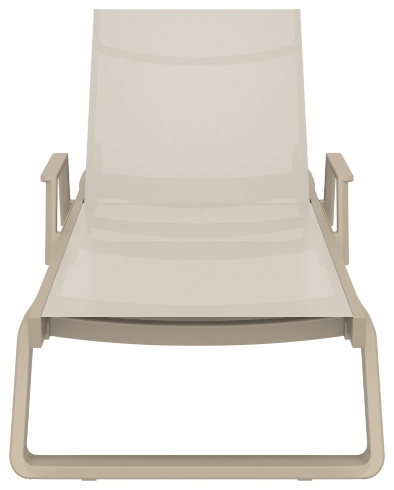 Tropic Arm Sling Chaise Lounge, Set of 2, Taupe Frame Taupe Sling