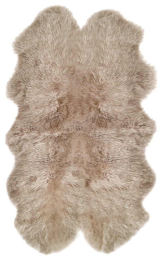 New Zealand Quattro Sheepskin Rug, Taupe, 4'x6'