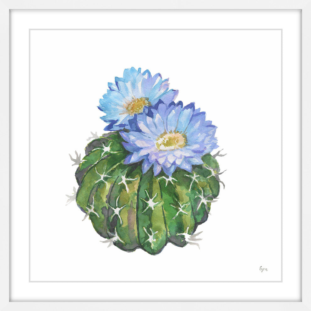 "Blue Cactus" Framed Painting Print, 12"x12"