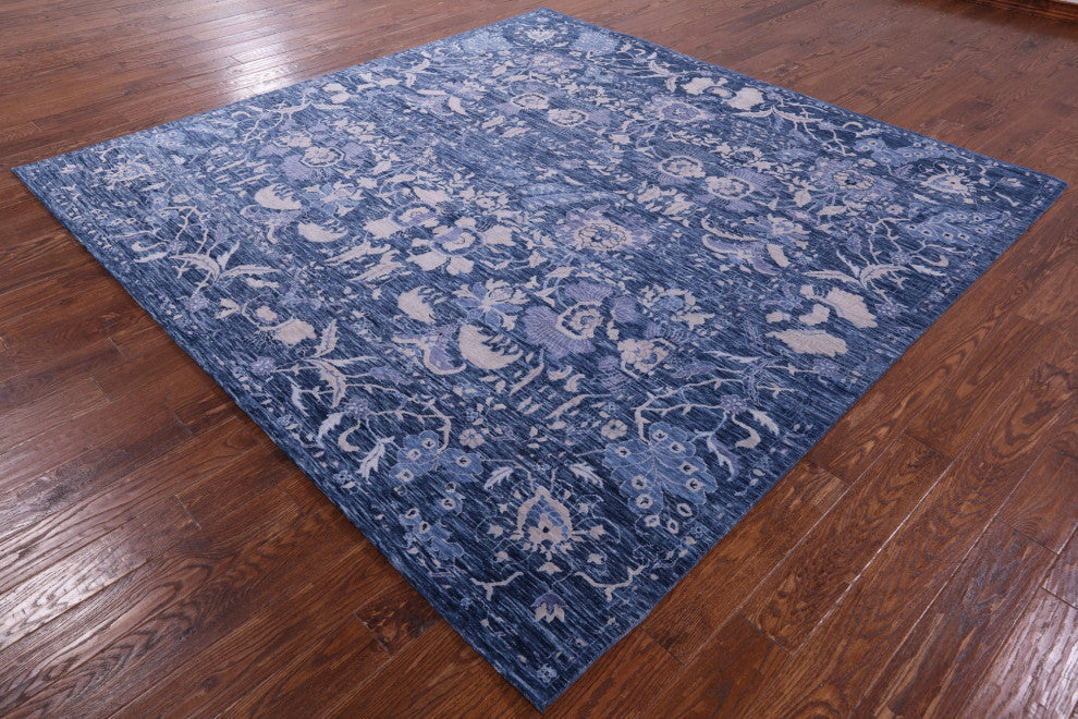 9' Square Modern Handmade Wool Rug Q11888
