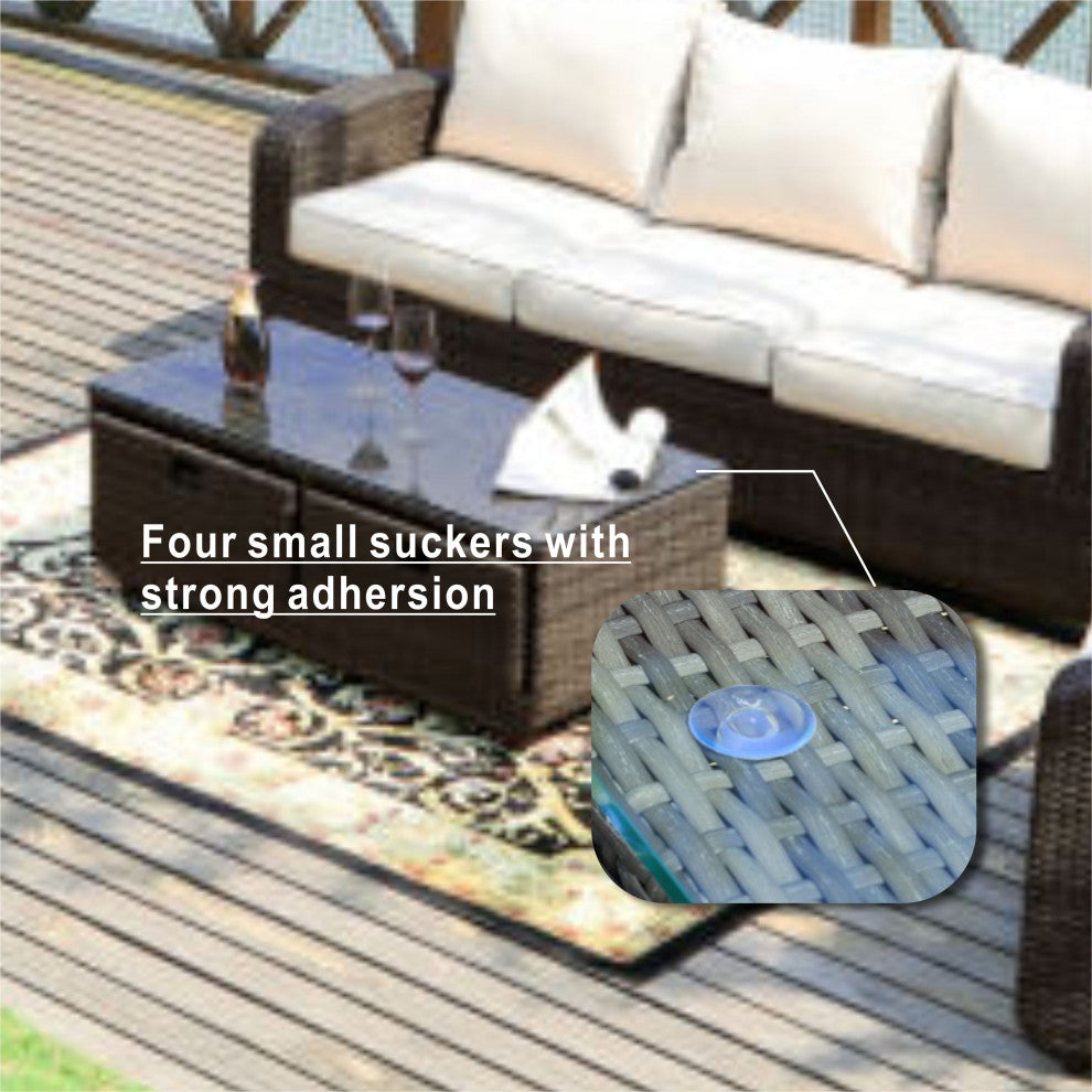 5-Piece Patio Wicker Cozy Conversation Seating Set, Grey Wicker