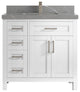 Cambridge 36 Center Sink Bath Vanity in White 2" Piatra Gray