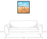 Striped Beach Umbrellas 24x24 Black Floating Framed Canvas