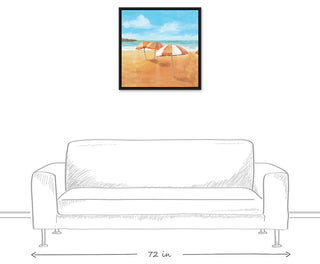 Striped Beach Umbrellas 24x24 Black Floating Framed Canvas