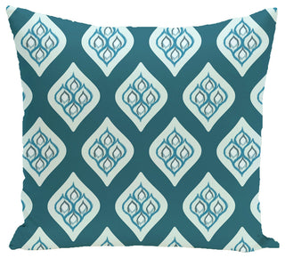 Tail Feathers Geometric Print Pillow, Deep Sea, 20"x20"