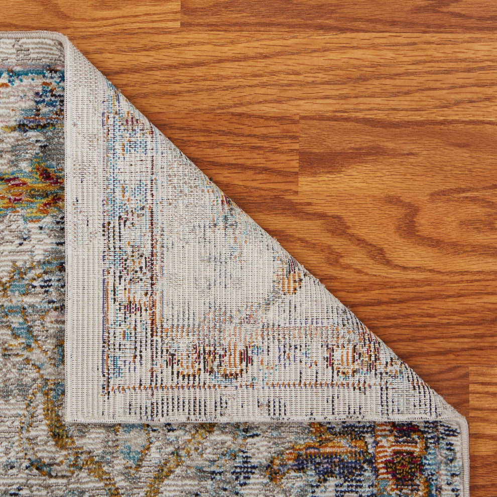 2" x 9" Beige Abstract Garden Runner Rug