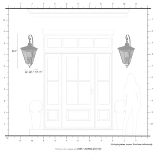 4 Light Bronze Outdoor Extra Large Wall Lantern, Antique Brass