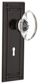 Mission Plate Passage Oval Clear Crystal Glass Knob, Timeless Bronze