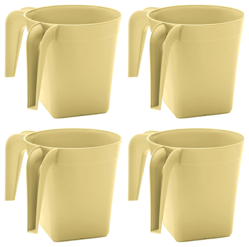 YBM Home Square Plastic Wash Cup, long-lasting, Beige W/ Dots, 4
