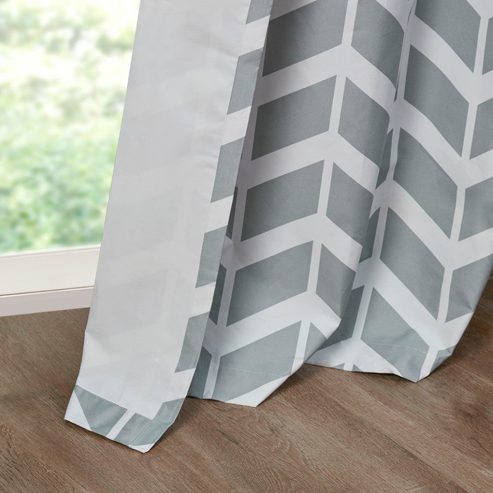 Intelligent Design Alex Yellow Chevron Print Window Panel Pair