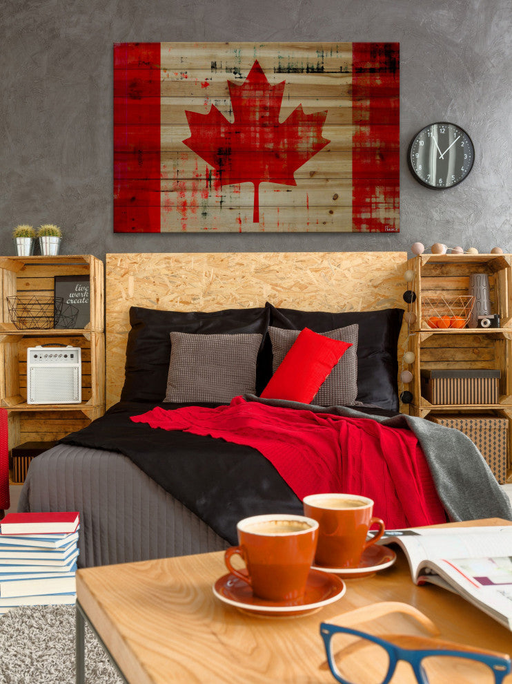 "Great North" Print on Natural Pine Wood, 60"x40"