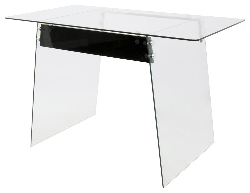 Glacier Contemporary Office Desk in Clear and Black