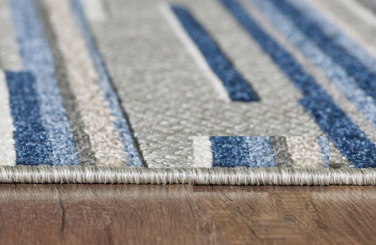 2"x4" Blue Abstract Striped Indoor Outdoor Area Rug