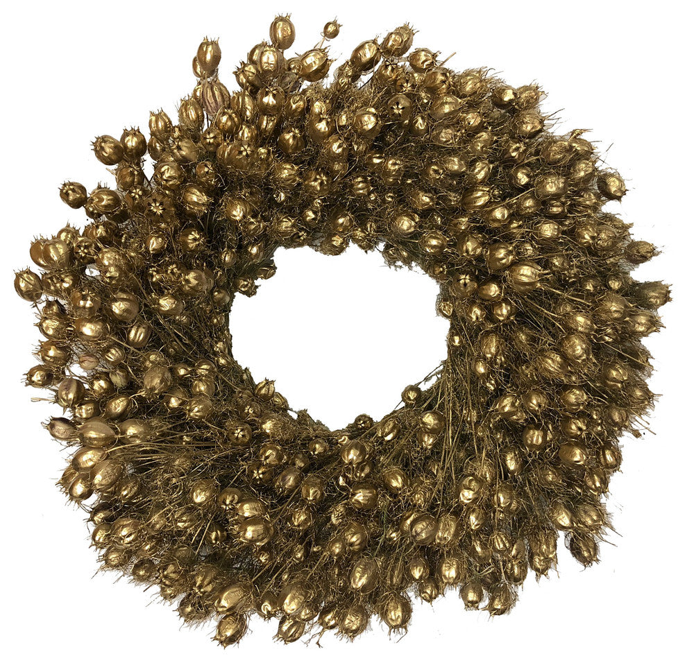 Gold Nigella Wreath, 22"