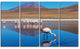 Beautiful Flamingos in Bolivia, African Landscape Canvas Art, 48"x28", 4 Panels