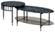 Benzara BM275495 2 Piece Nesting Coffee Table, Marble Top, Glass Shelf, Black