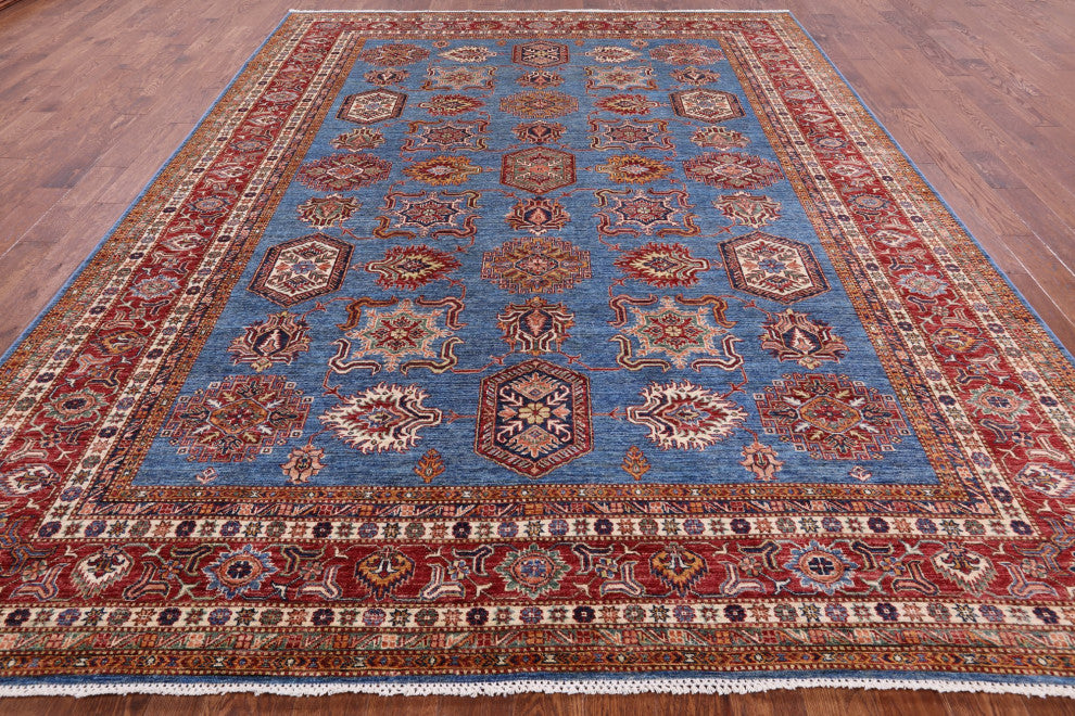 Hand-Knotted Super Kazak Wool Rug 9' 4" X 12' 1" Q4916