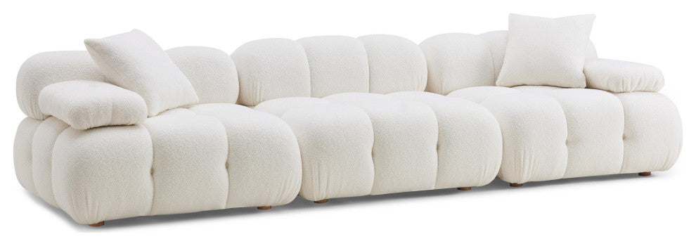 Calliope Cream Vegan Shearling Modular Sofa Cream