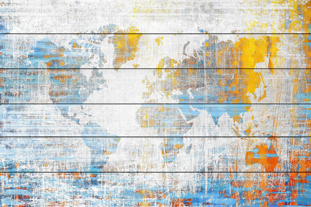 "Continental Journey" Print on White Wood, 45"x30"