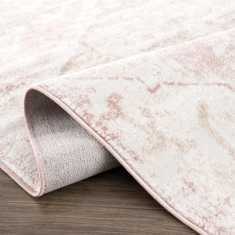 Hauteloom Leonora Area Rug, Pale Pink/Plum/Peach, 2'7"x10'