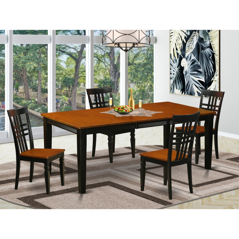 Qulg5-Bch-W, 5-Piece Set With Table and 4 Chairs, Black/Cherry