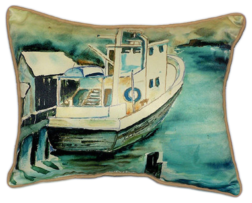 Betsy Drake Oyster Boat Extra Large 20 X 24 Indoor / Outdoor Pillow