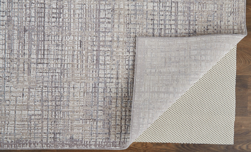 Weave & Wander Inger Crosshatch Rug, Gray/Beige, 6'-7" X 9'-4" Rug