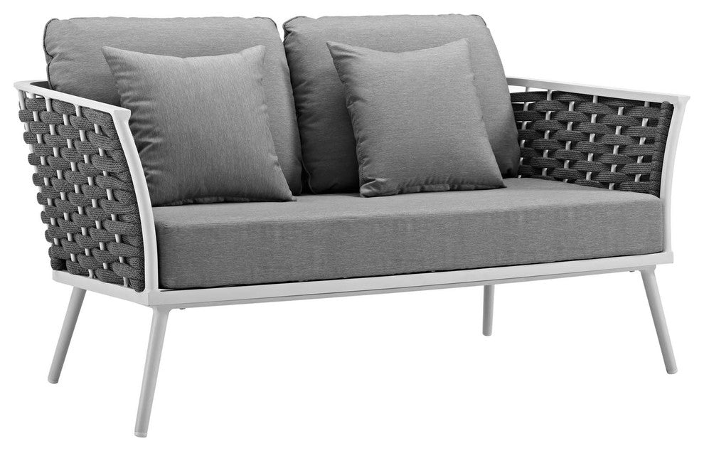 White Gray Stance Outdoor Patio Aluminum Loveseat