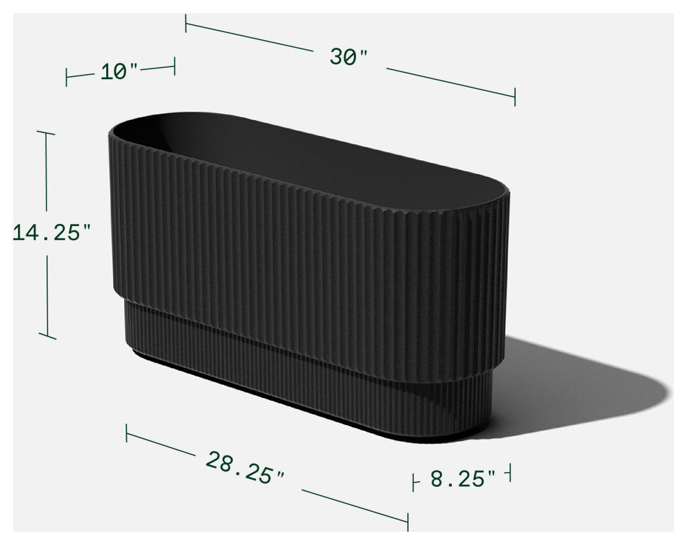 Veradek Demi Series Long 30" Planter, Black, 30 Inch, 1 Pack