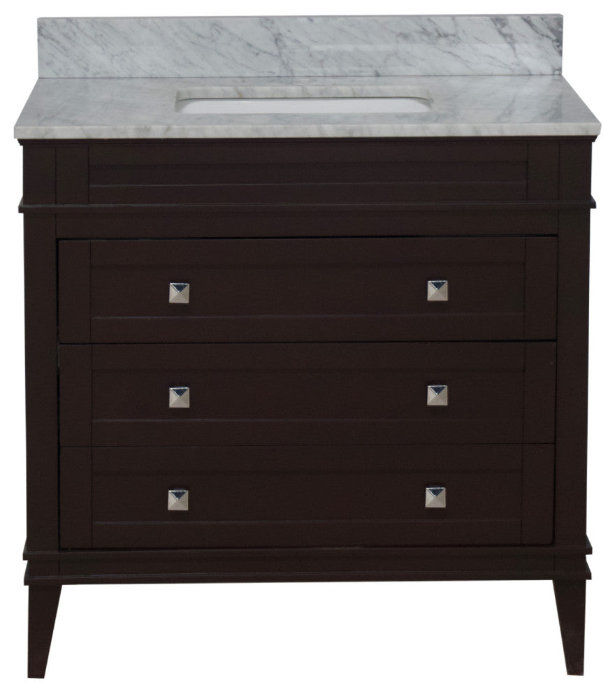 Eleanor 36" Bathroom Vanity, Chocolate, Carrara Marble