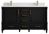 Aberdeen 60 Double Bathroom Vanity in Black 1.5" Empira Quartz