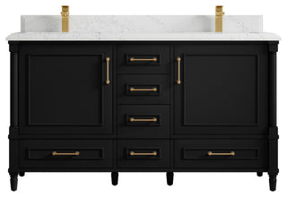 Aberdeen 60 Double Bathroom Vanity in Black 1.5" Empira Quartz